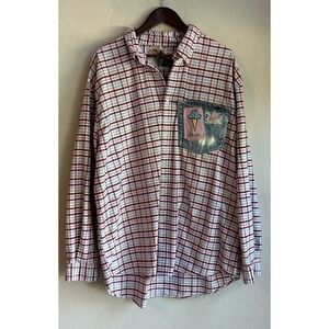 Upcycled Plaid Flannel Shirt Denim Pocket Patchwork Cottagecore XL Y2K Grunge